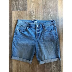 Old Navy Denim Bermuda Shorts Womens 12 Blue Excellent Cuffed Mid Rise Stretch